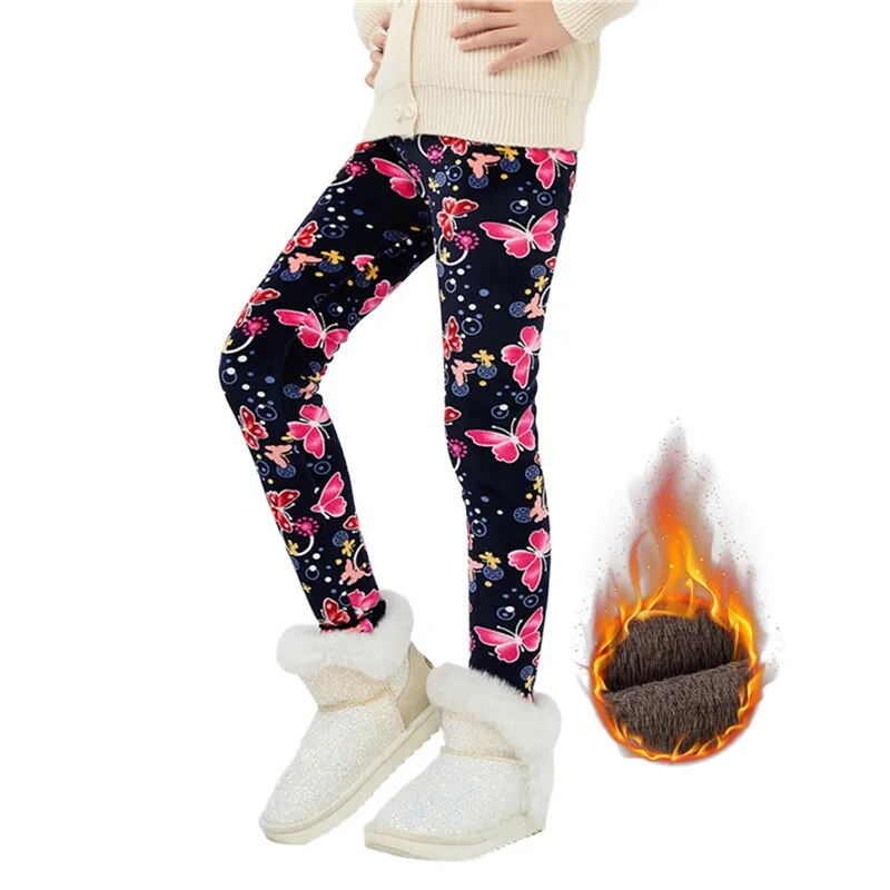 Korean Girls Pants Autumn Winter Children Trousers Warm Leggings Thicken Velvet Star Print Kids Pant Baby Girl Keep Warm Legging ShopOnlyDeal