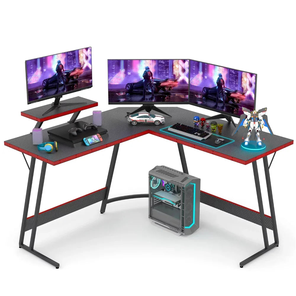 L-Shape Gaming Desk Computer Gaming Desk, Black Desk  Gaming Desk Computer Desk Desk Is Equipped with A Detachable Monitor Stand ShopOnlyDeal