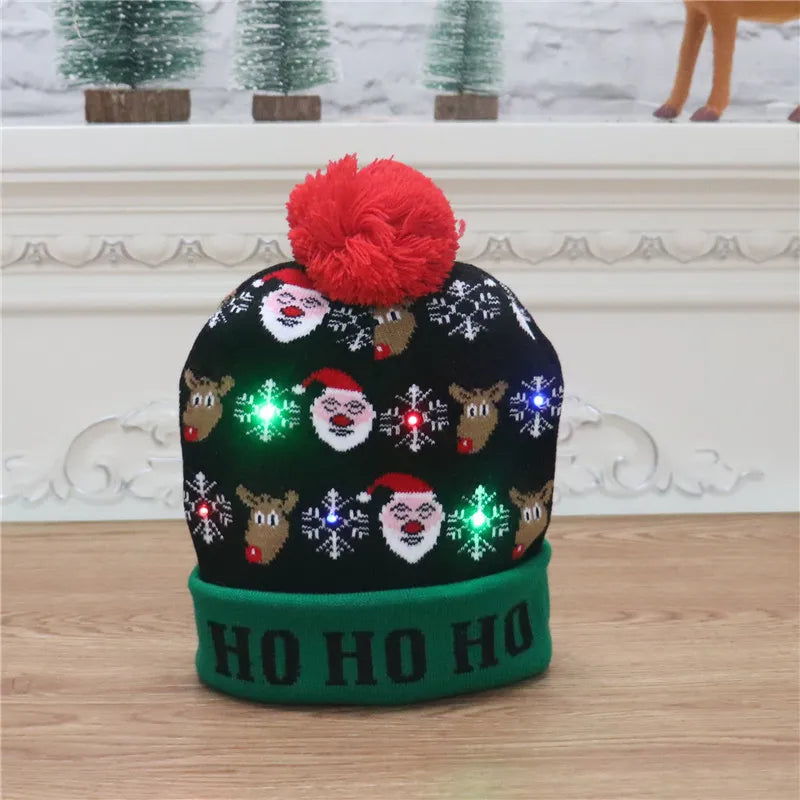LED Christmas Beanie Cap Knitted Hat Light Up Xmas Unisex Winter Beanie Sweater Hat with Colorful LEDs for Christmas New Year ShopOnlyDeal