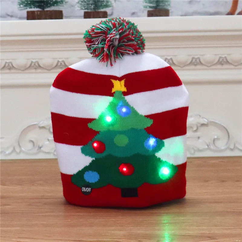 LED Christmas Beanie Cap Knitted Hat Light Up Xmas Unisex Winter Beanie Sweater Hat with Colorful LEDs for Christmas New Year ShopOnlyDeal
