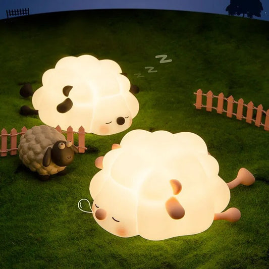 LED Cute Sheep Night Light USB Silicone Night Lamp Rechargeable Touch Sensor Nightlight Panda Rabbit Lamp for Kids Bedroom Decor ShopOnlyDeal