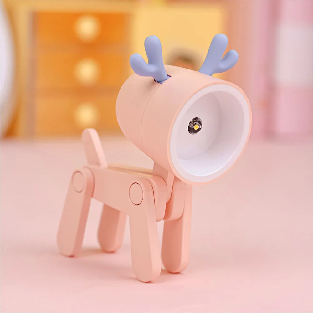 LED Night Light Mini Folding Desk Lamp Cute Pet Lights Dog Deer Portable Night Light Student Living Room Decor Gift ShopOnlyDeal