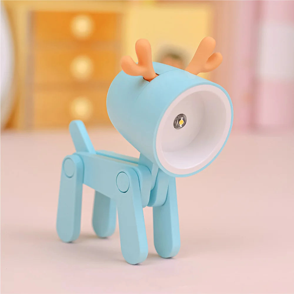 LED Night Light Mini Folding Desk Lamp Cute Pet Lights Dog Deer Portable Night Light Student Living Room Decor Gift ShopOnlyDeal