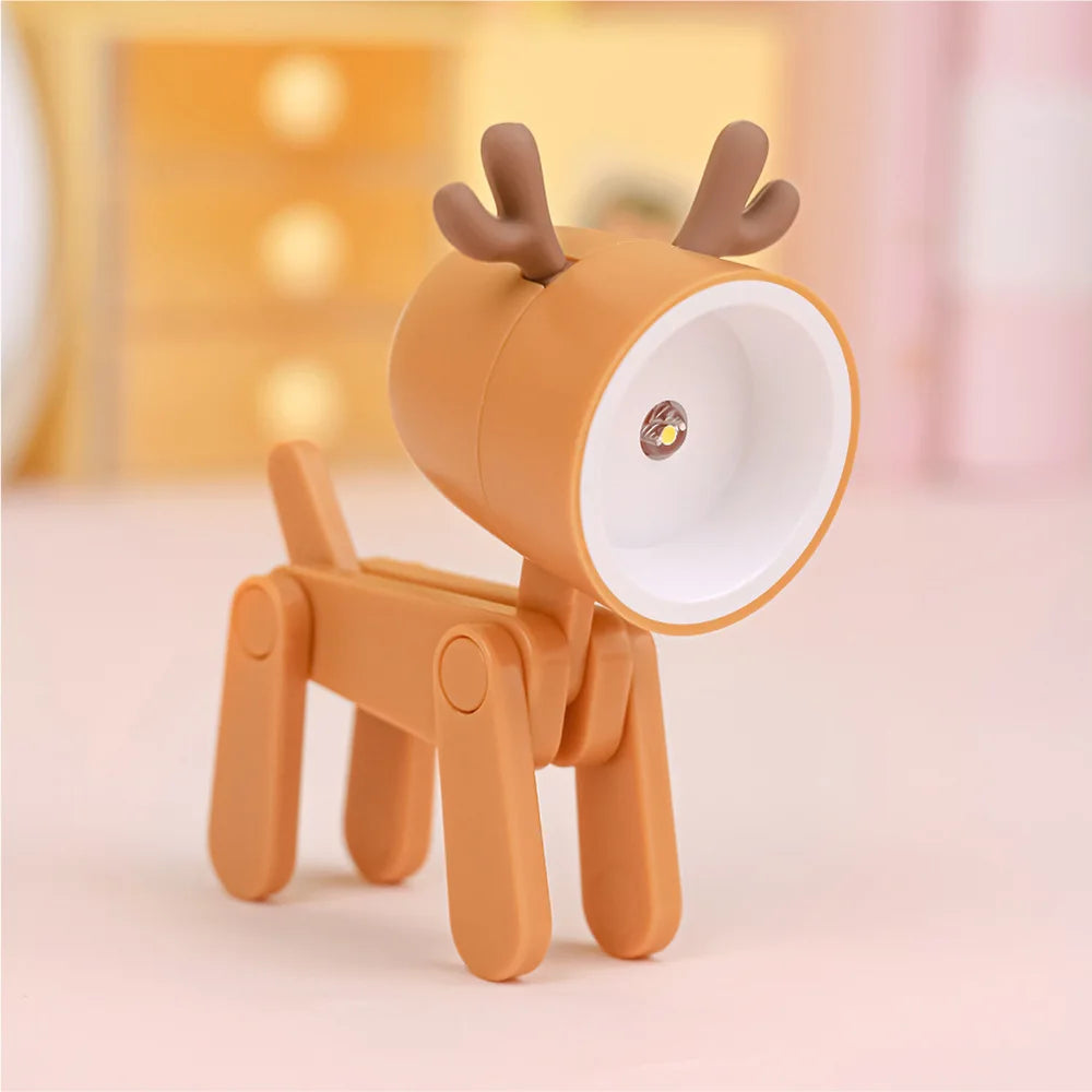 LED Night Light Mini Folding Desk Lamp Cute Pet Lights Dog Deer Portable Night Light Student Living Room Decor Gift ShopOnlyDeal