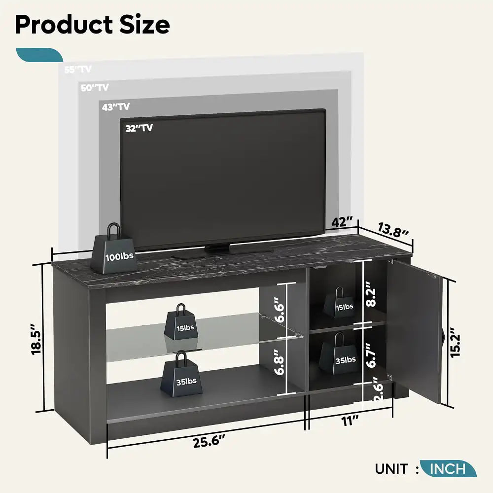 LED TV Stand for TVs up to 50" Entertainment Center Black ShopOnlyDeal