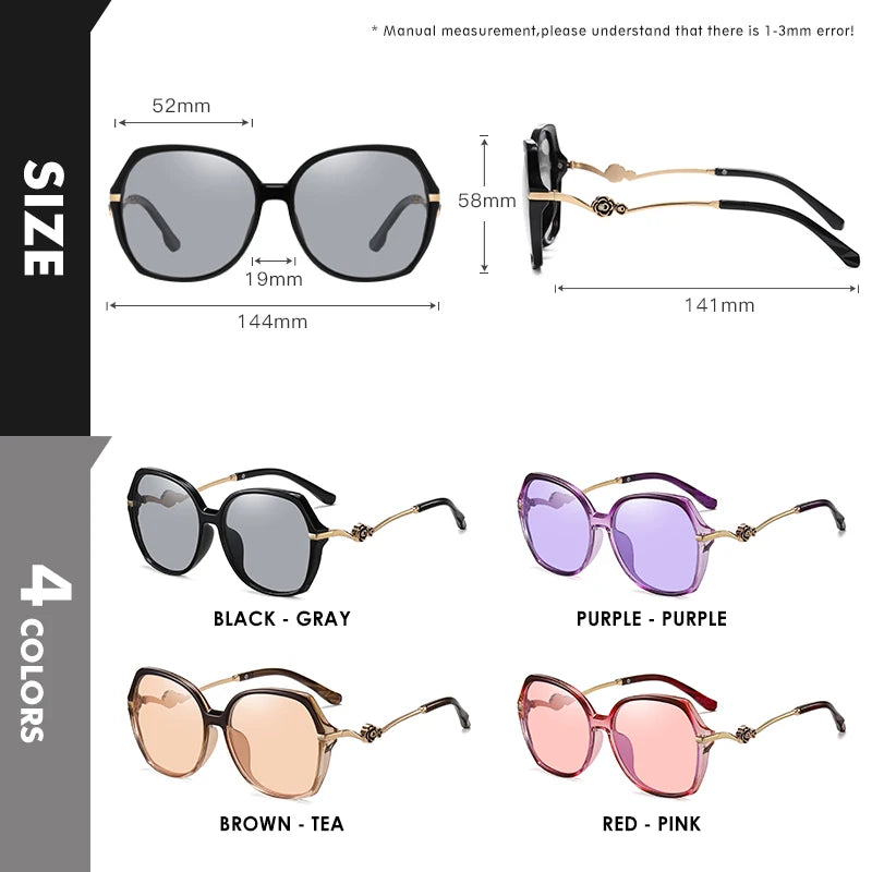 Chic and Changing: Luxury Chameleon Photochromic Sunglasses for Women - Polarized, UV400, and Fashionably Fabulous lunette de soleil ShopOnlyDeal