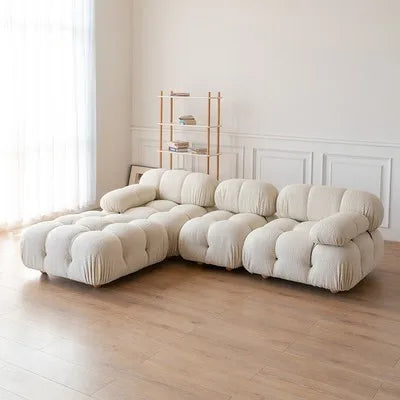 Minimalist Lambswool White Sofa Modular Floor Reading Module Living Room Sofa Straight Comfort Divani Soggiorno Home Furniture ShopOnlyDeal