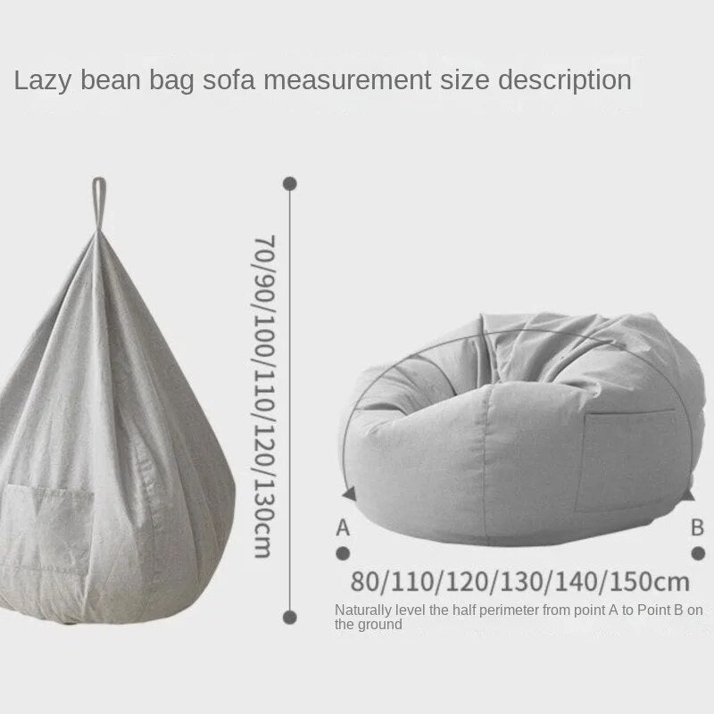 Lazy Sofa Chairs With Pedal Pillow Floor Linen Cloth Lounger Seat Bean Bag Pouf Puff Couch Leisure Tatami Living Room Household ShopOnlyDeal