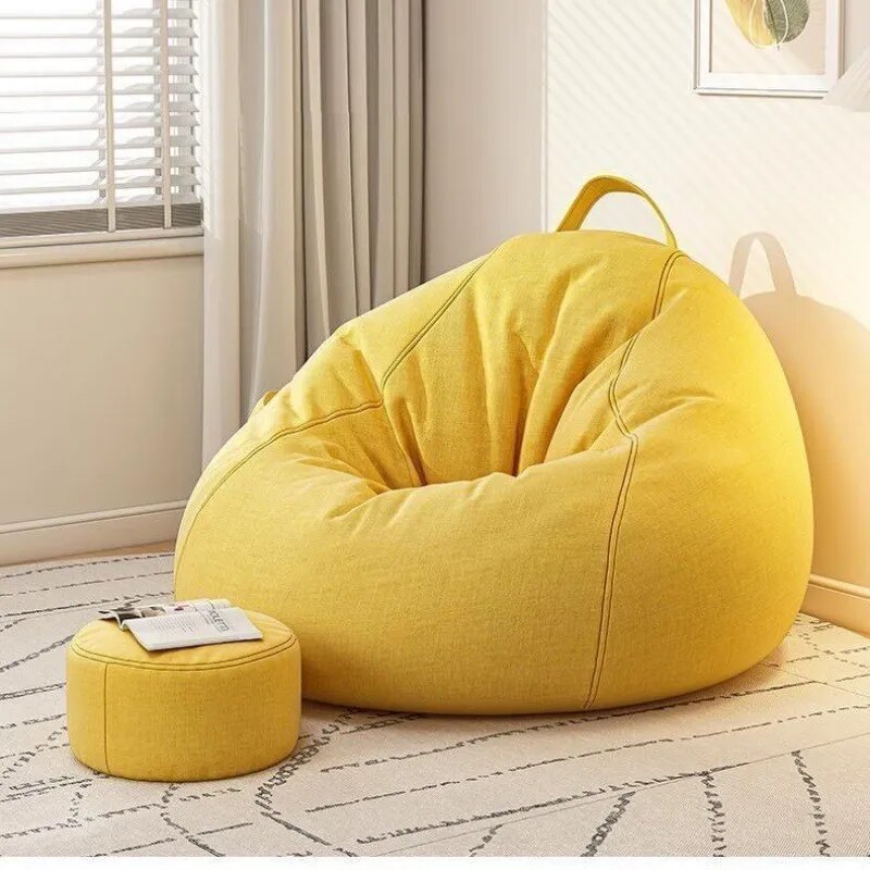 Lazy Sofa Chairs With Pedal Pillow Floor Linen Cloth Lounger Seat Bean Bag Pouf Puff Couch Leisure Tatami Living Room Household ShopOnlyDeal