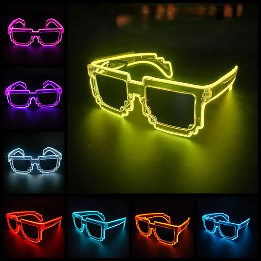 Led Sunglasses for Glow Party Glasses glow in the dark Flashing Mosaic UV400 Eyewear Unisex Gift Toy led luminous glasses ShopOnlyDeal