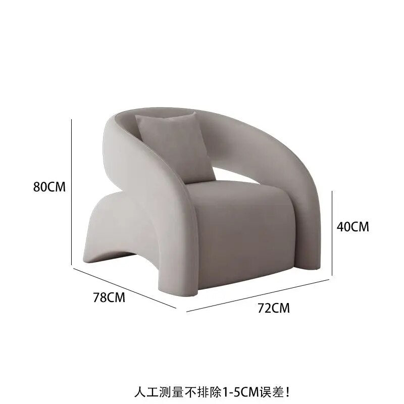 Luxury Living Room Lazy Single Sofa Leisure Chair Light Luxury Curved Balcony Chair Small Apartment Wingback Chair Minimalist ShopOnlyDeal