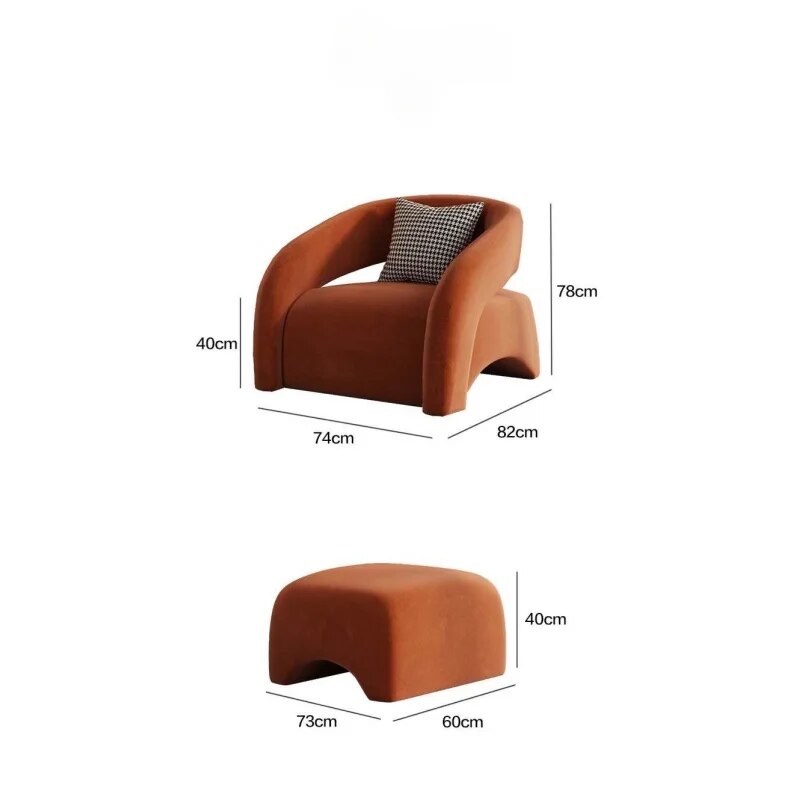 Luxury Living Room Lazy Single Sofa Leisure Chair Light Luxury Curved Balcony Chair Small Apartment Wingback Chair Minimalist ShopOnlyDeal