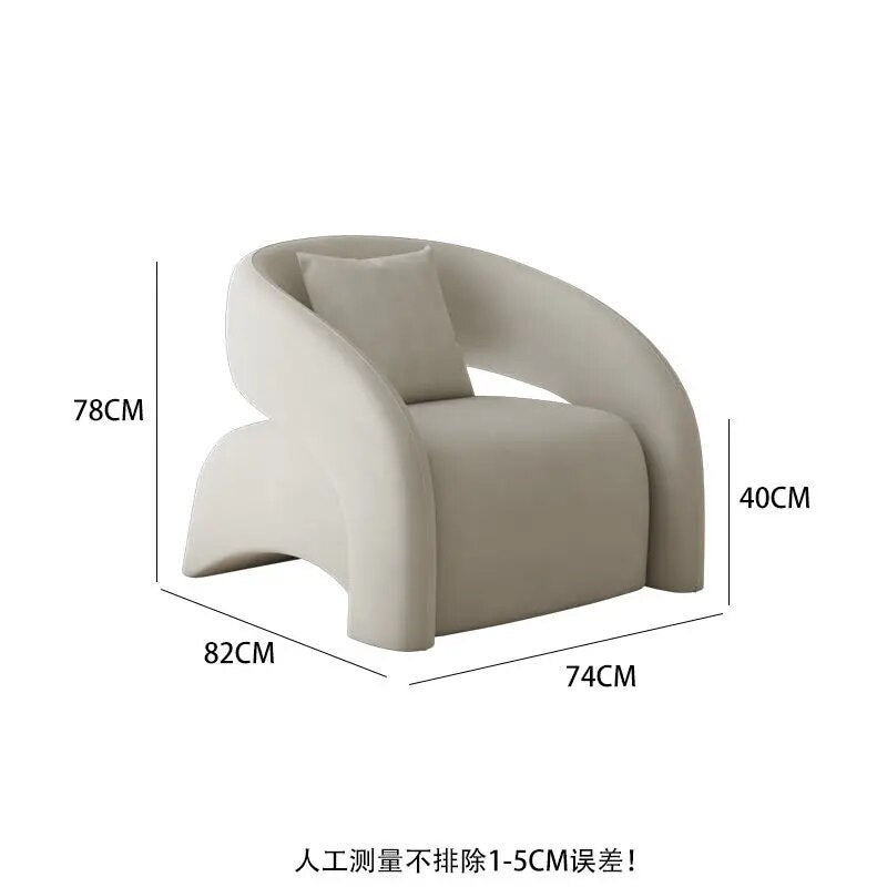 Luxury Living Room Lazy Single Sofa Leisure Chair Light Luxury Curved Balcony Chair Small Apartment Wingback Chair Minimalist ShopOnlyDeal