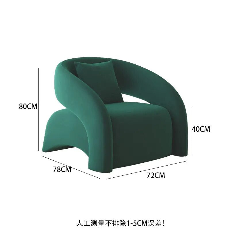 Luxury Living Room Lazy Single Sofa Leisure Chair Light Luxury Curved Balcony Chair Small Apartment Wingback Chair Minimalist ShopOnlyDeal