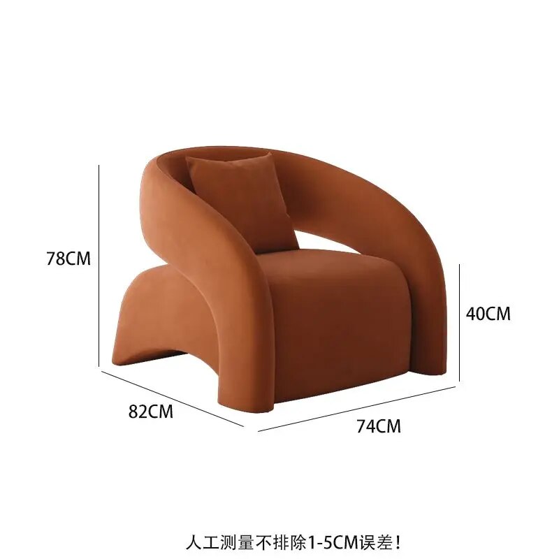 Luxury Living Room Lazy Single Sofa Leisure Chair Light Luxury Curved Balcony Chair Small Apartment Wingback Chair Minimalist ShopOnlyDeal