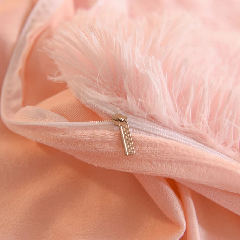Luxury Winter Warm Pink Bedding Set Autumn Plush Kawaii Mink Velvet Queen Duvet Cover Set with Sheets Single Double Bedding Sets ShopOnlyDeal