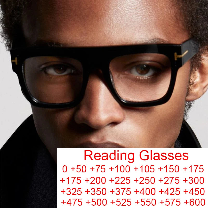 Luxury Brand Presbyopia Glasses Male Vintage Oversized Square Glasses Frame Vintage Anti Blue Light Reading Glasses Men +1 +1.5 ShopOnlyDeal