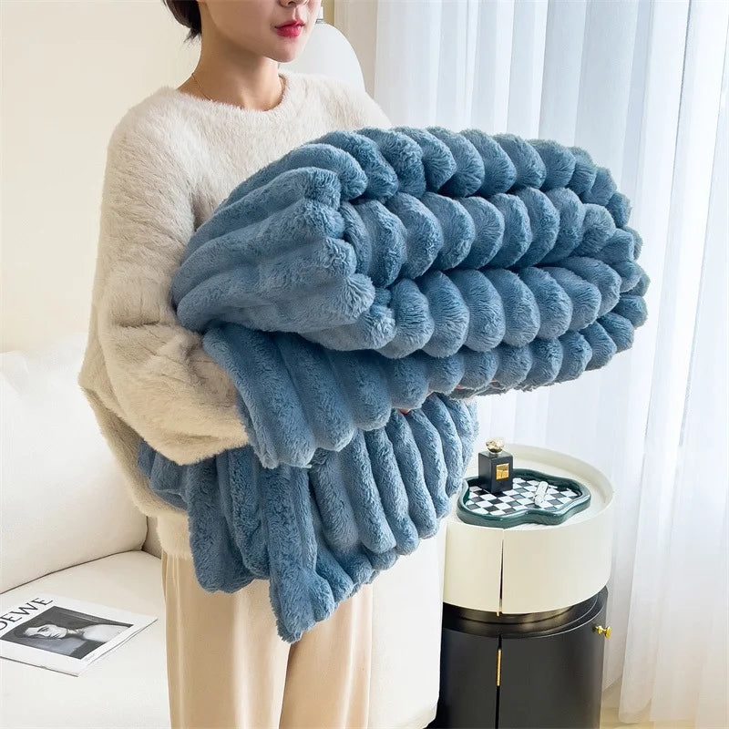 Luxury Fluffy Warm Blankets Soft Fur for Winter Thicker Milk Velvet Warm Double Bed Blankets Sofa Office Nap Comfortable Quilt Couple ShopOnlyDeal