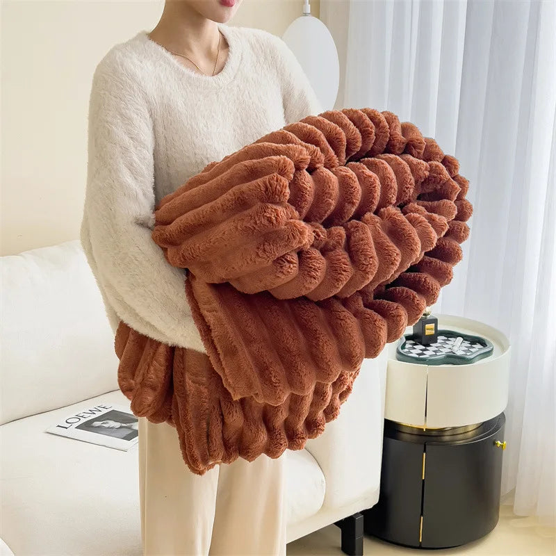 Luxury Fluffy Warm Blankets Soft Fur for Winter Thicker Milk Velvet Warm Double Bed Blankets Sofa Office Nap Comfortable Quilt Couple ShopOnlyDeal