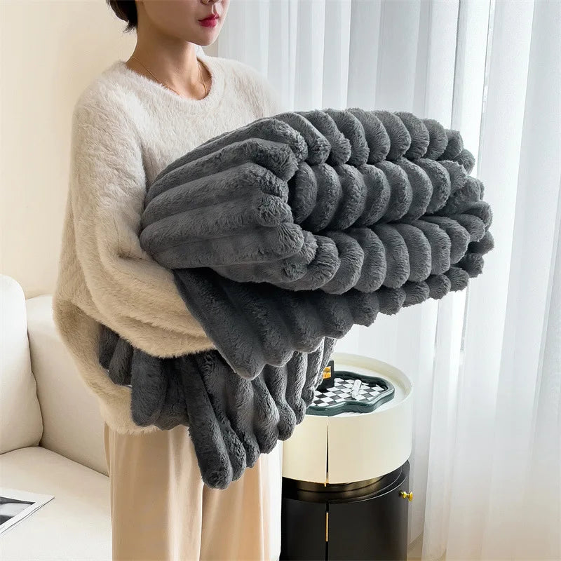 Luxury Fluffy Warm Blankets Soft Fur for Winter Thicker Milk Velvet Warm Double Bed Blankets Sofa Office Nap Comfortable Quilt Couple ShopOnlyDeal