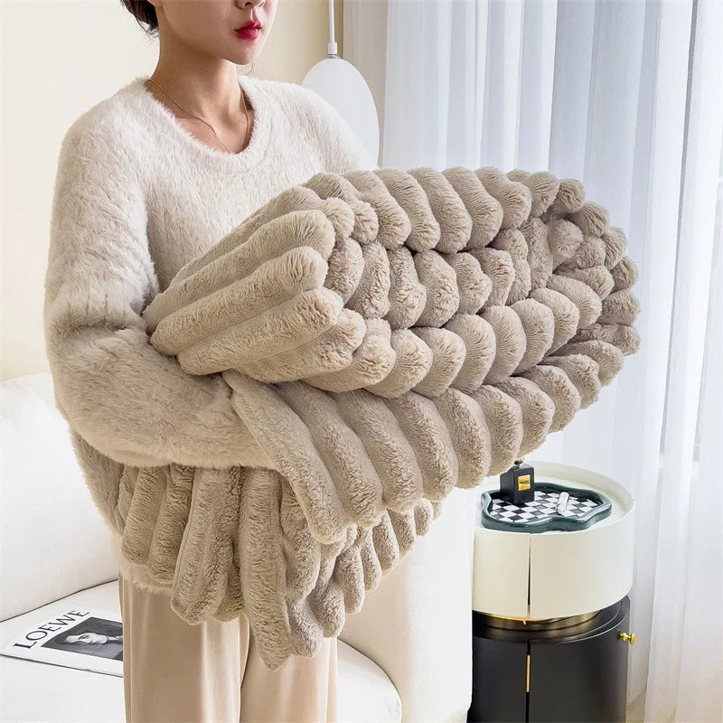 Luxury Fluffy Warm Blankets Soft Fur for Winter Thicker Milk Velvet Warm Double Bed Blankets Sofa Office Nap Comfortable Quilt Couple ShopOnlyDeal