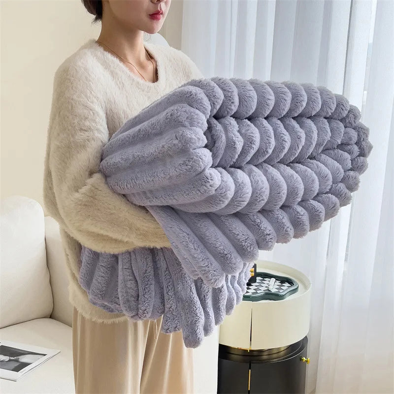 Luxury Fluffy Warm Blankets Soft Fur for Winter Thicker Milk Velvet Warm Double Bed Blankets Sofa Office Nap Comfortable Quilt Couple ShopOnlyDeal