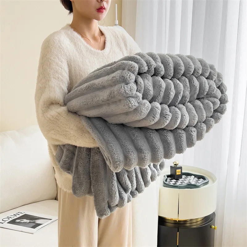 Luxury Fluffy Warm Blankets Soft Fur for Winter Thicker Milk Velvet Warm Double Bed Blankets Sofa Office Nap Comfortable Quilt Couple ShopOnlyDeal