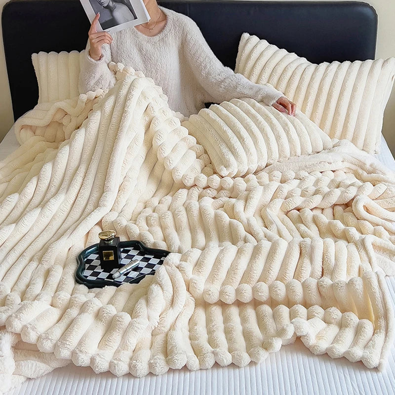 Luxury Fluffy Warm Blankets Soft Fur for Winter Thicker Milk Velvet Warm Double Bed Blankets Sofa Office Nap Comfortable Quilt Couple ShopOnlyDeal