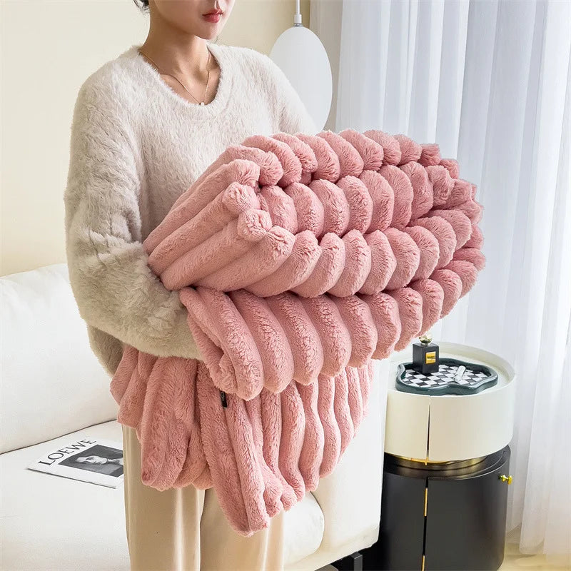 Luxury Fluffy Warm Blankets Soft Fur for Winter Thicker Milk Velvet Warm Double Bed Blankets Sofa Office Nap Comfortable Quilt Couple ShopOnlyDeal