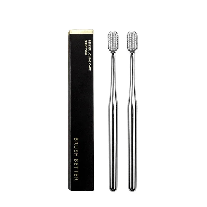 Luxury Soft Toothbrush Gold Silver Toothbrushes for Men and Women Adult Tooth Brush Electroplated High-end Dental Brushes ShopOnlyDeal