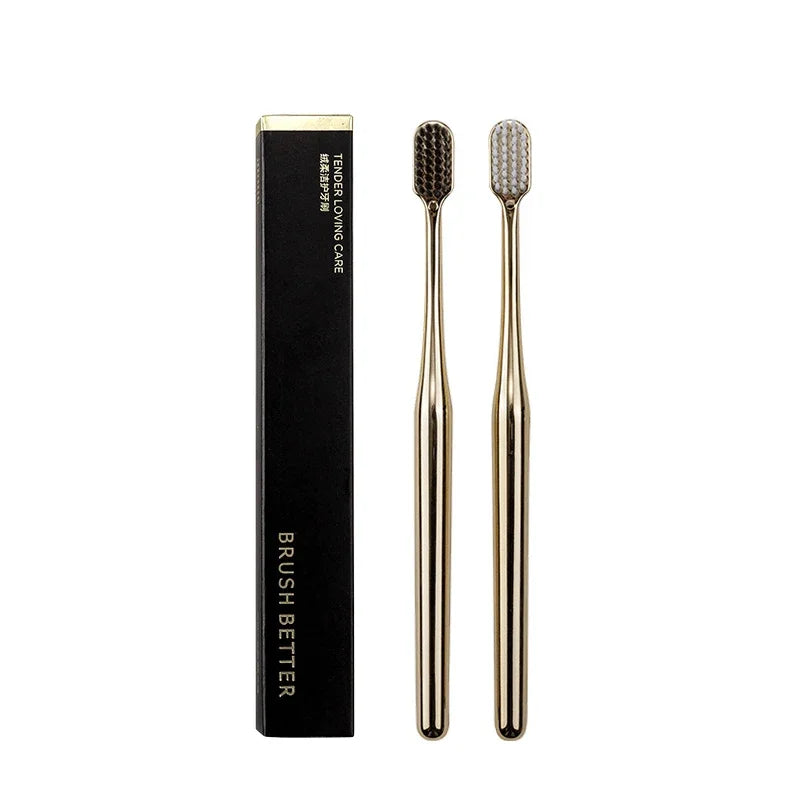 Luxury Soft Toothbrush Gold Silver Toothbrushes for Men and Women Adult Tooth Brush Electroplated High-end Dental Brushes ShopOnlyDeal