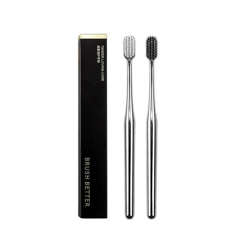 Luxury Soft Toothbrush Gold Silver Toothbrushes for Men and Women Adult Tooth Brush Electroplated High-end Dental Brushes ShopOnlyDeal