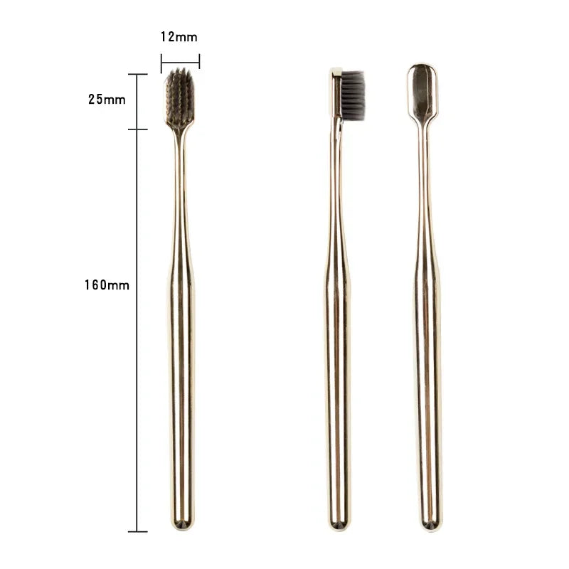 Luxury Soft Toothbrush Gold Silver Toothbrushes for Men and Women Adult Tooth Brush Electroplated High-end Dental Brushes ShopOnlyDeal