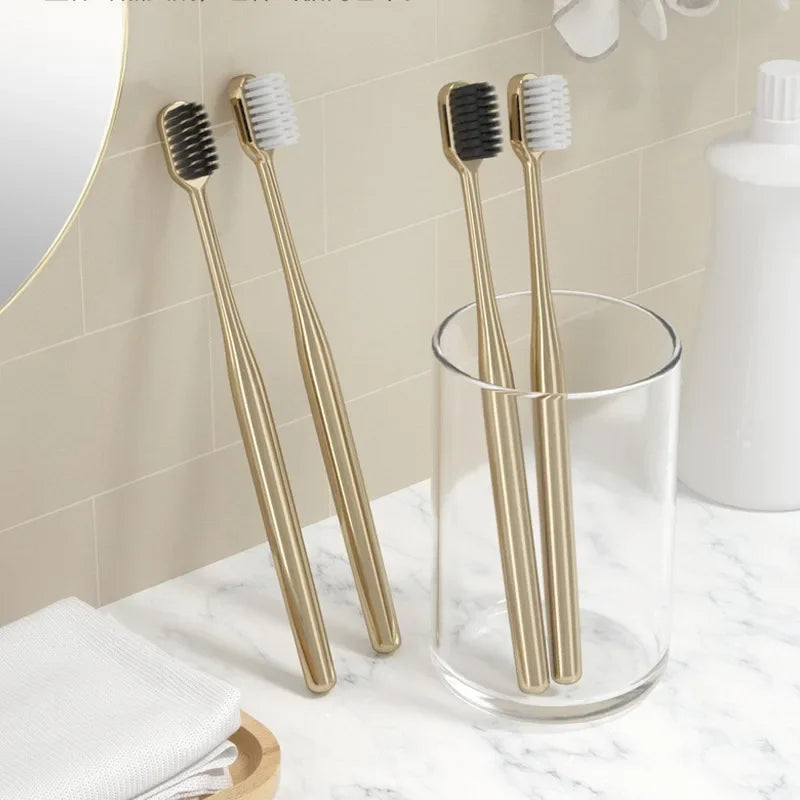 Luxury Soft Toothbrush Gold Silver Toothbrushes for Men and Women Adult Tooth Brush Electroplated High-end Dental Brushes ShopOnlyDeal