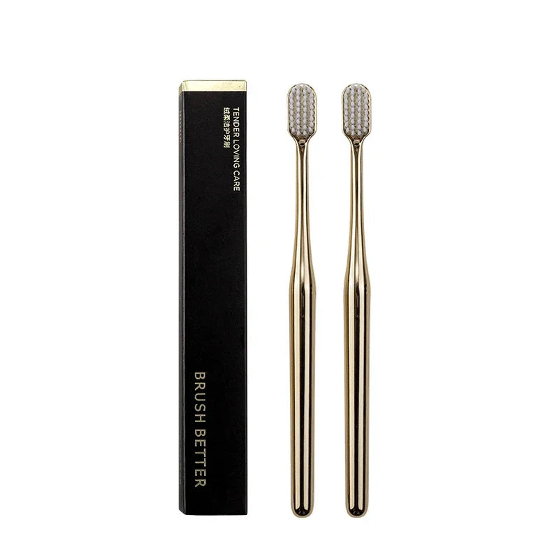 Luxury Soft Toothbrush Gold Silver Toothbrushes for Men and Women Adult Tooth Brush Electroplated High-end Dental Brushes ShopOnlyDeal