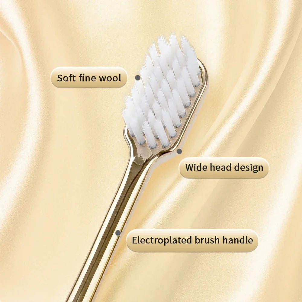 Luxury Soft Toothbrush Gold Silver Toothbrushes for Men and Women Adult Tooth Brush Electroplated High-end Dental Brushes ShopOnlyDeal