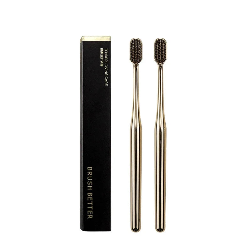 Luxury Soft Toothbrush Gold Silver Toothbrushes for Men and Women Adult Tooth Brush Electroplated High-end Dental Brushes ShopOnlyDeal