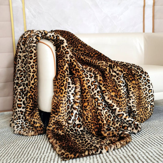 Luxury leopard Faux Fur Blanket high-end plush Bedspread on the bed plaid sofa cover home decor blankets for living room bedroom Lochas Home Furnishing Store