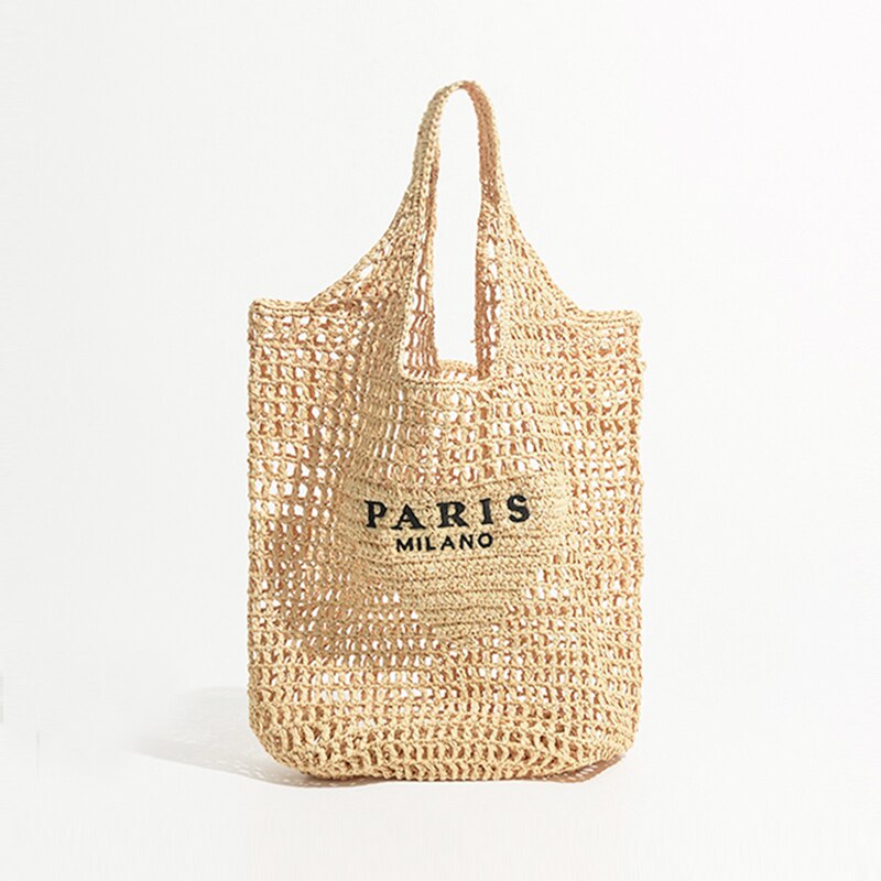 Paris Designer Luxury Design Women Plaited Raffia Straw Bag - Large Capacity Casual Tote Handbag for Summer Beach Vacation and Everyday Use ShopOnlyDeal