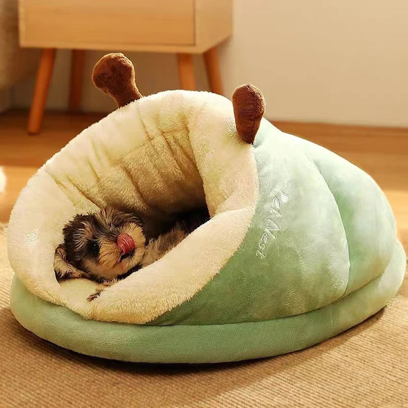 Cute Warm Small Dog Kennel Bed With Ears Breathable Dog House Cute Slippers Shaped Dog Bed Cat Sleep Bag Foldable Washable Pet House ShopOnlyDeal