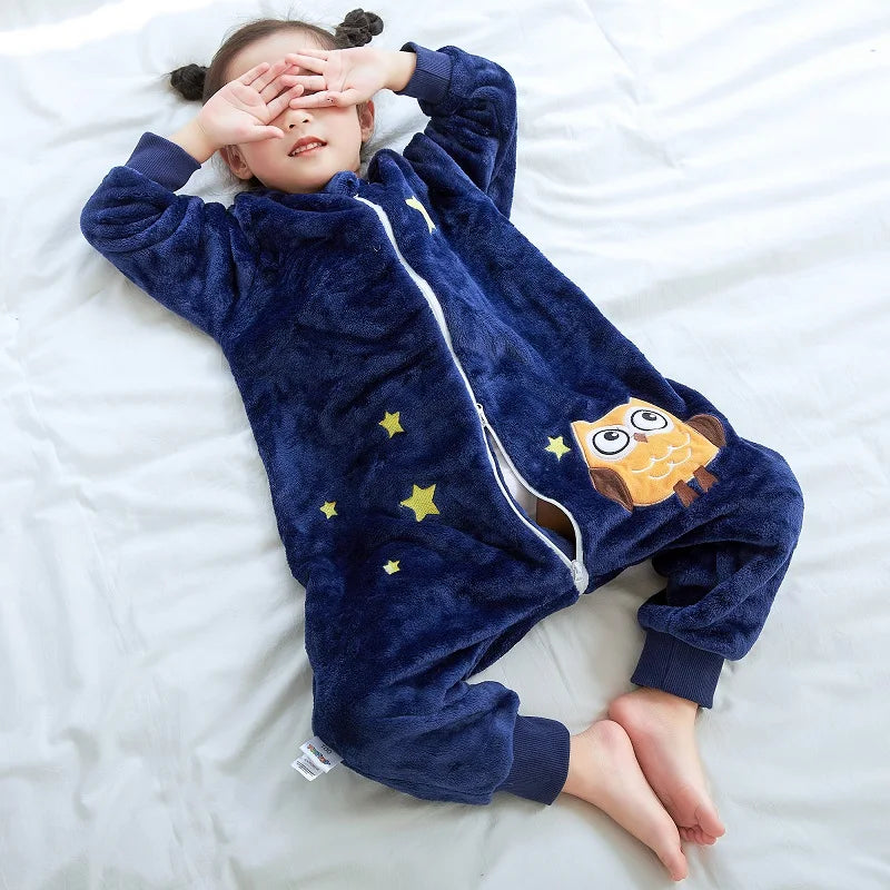 Christmas Gifts Owl Kids Sleeping Bag Cute Flannel Sack Sleepsack Thick Warm Sleepwear Wearable Blanket Bodysuit 1-6T ShopOnlyDeal