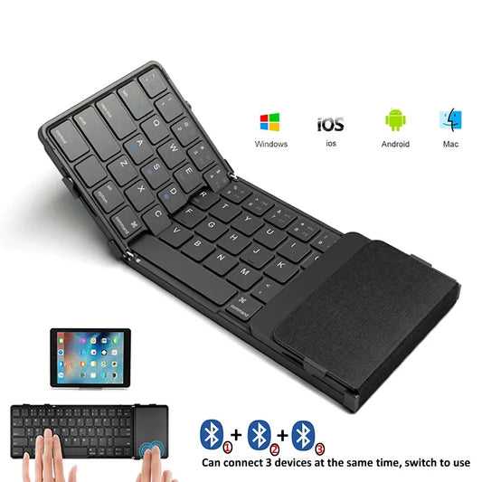 Folding Keyboard English/Hebrew/Korea/Russia Wireless  with Touchpad Rechargeable Foldable Bluetooth Keyboard for Tablet Ipad ShopOnlyDeal