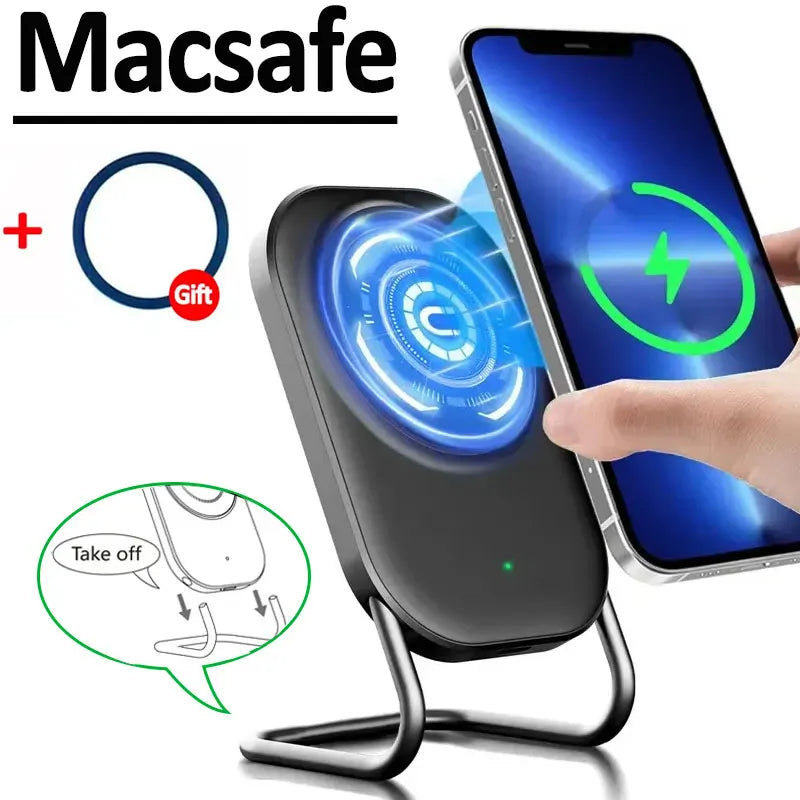 Magnetic Wireless Charger Stand Macsafe For iPhone 15 14 13 12 Pro Airpods Fast Charging Pad Phone Chargers Holder Dock Station ShopOnlyDeal