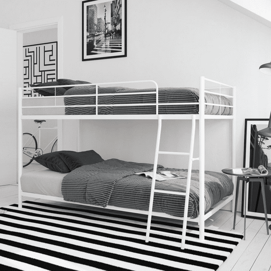 Mainstays Small Spaces Twin-over-Twin Low Profile Junior Bunk Bed, Black kids bed  kid bed  bunk bed Wai Pang Furniture Shop Store