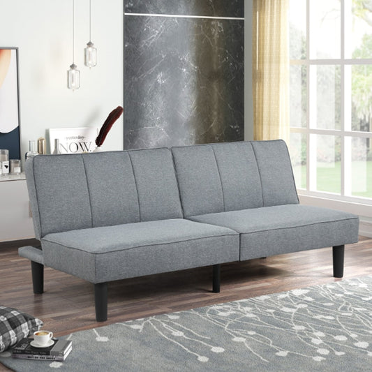 Futon Gray Linen Upholstery Folding Sofa Bed ShopOnlyDeal