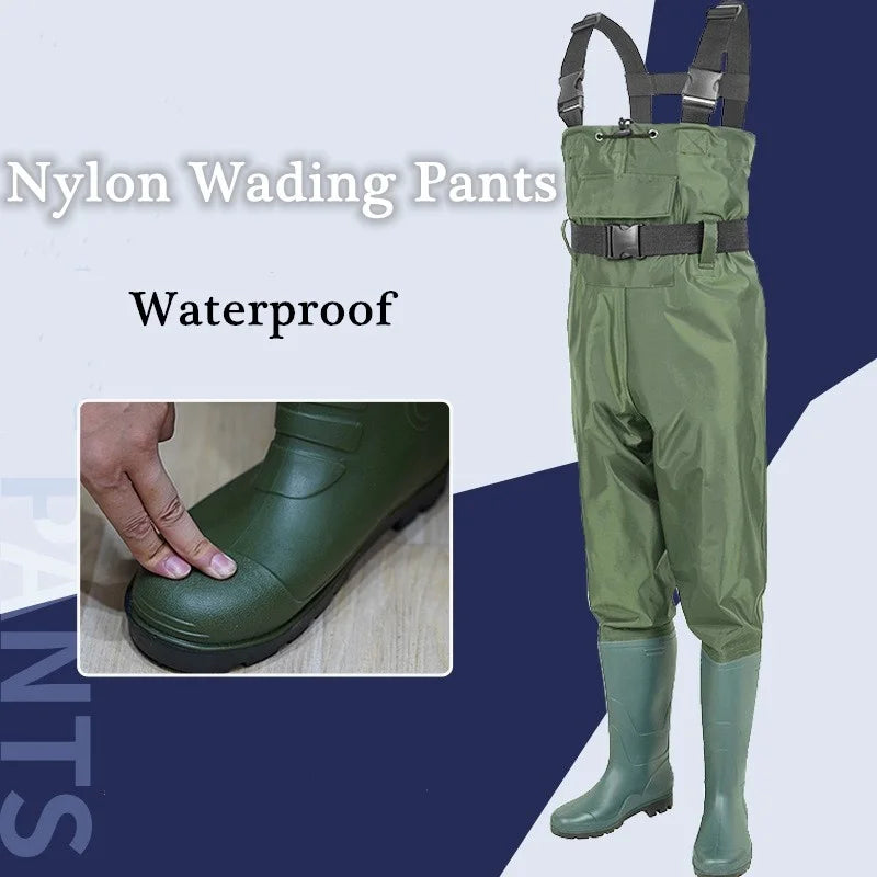 Men Women Nylon Waterproof Fishing Wading Pants Full Body Thicken Wear-resistant Non-slip Catching Fish Water Pants Rain Boots ShopOnlyDeal