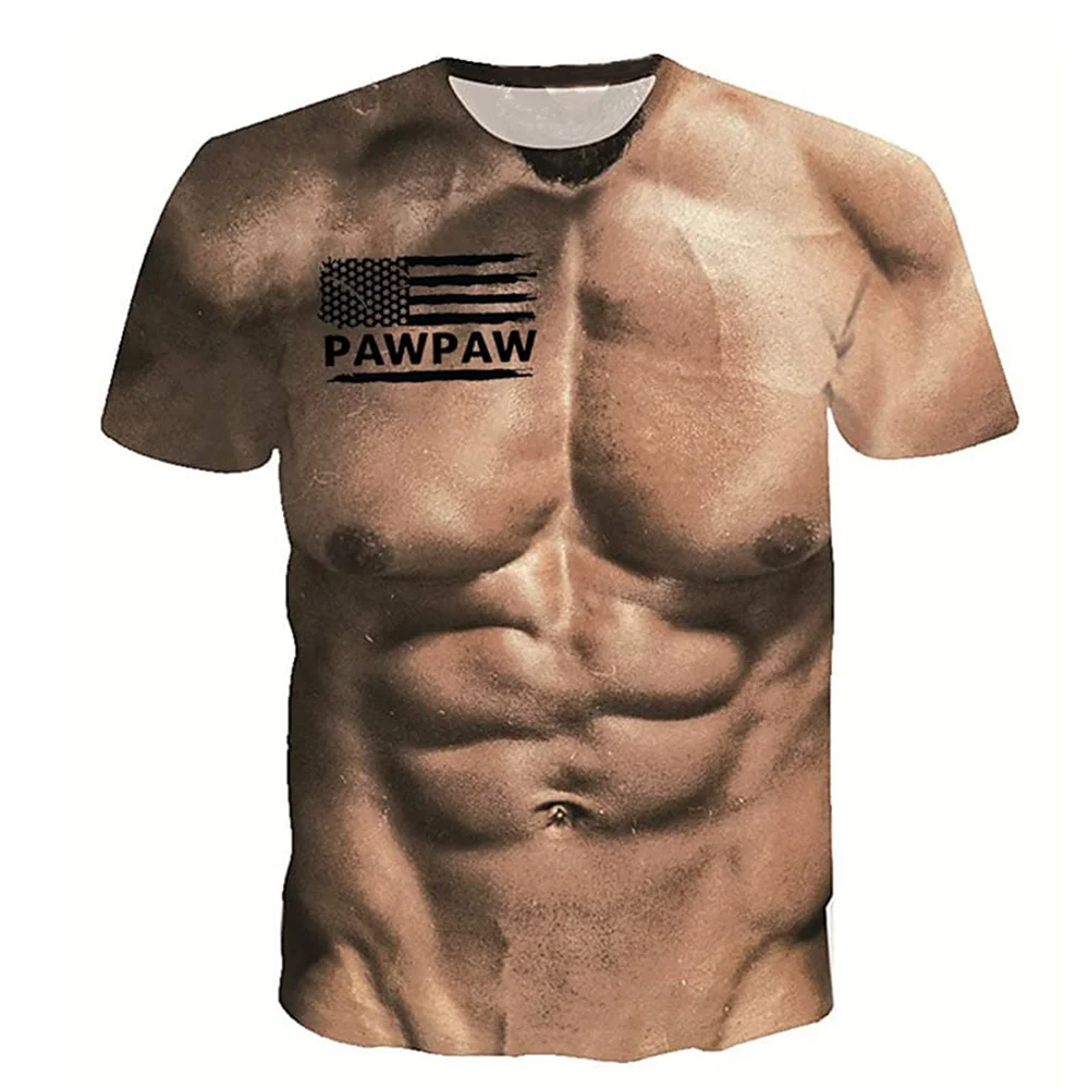 Funny Muscle Man T-shirt Men's Fashion 3D Printing T-Shirt Muscular Casual Round Neck Short Sleeve T-Shirt Oversized Quick Dry Clothing ShopOnlyDeal