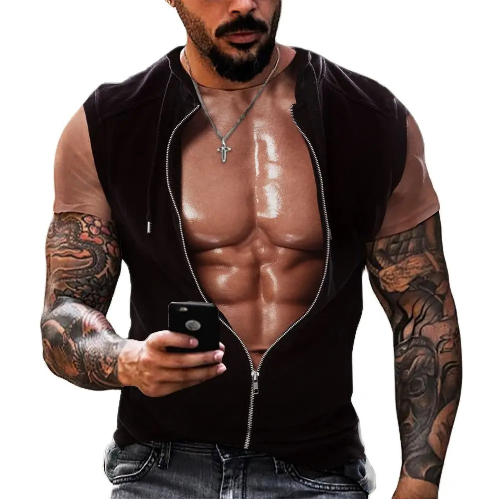 Funny Muscle Man T-shirt Men's Fashion 3D Printing T-Shirt Muscular Casual Round Neck Short Sleeve T-Shirt Oversized Quick Dry Clothing ShopOnlyDeal