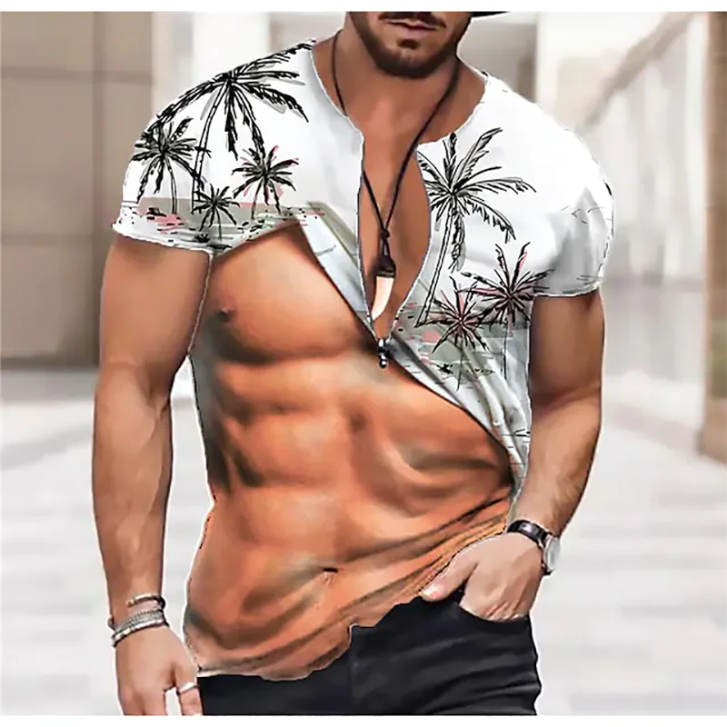 Funny Muscle Man T-shirt Men's Fashion 3D Printing T-Shirt Muscular Casual Round Neck Short Sleeve T-Shirt Oversized Quick Dry Clothing ShopOnlyDeal