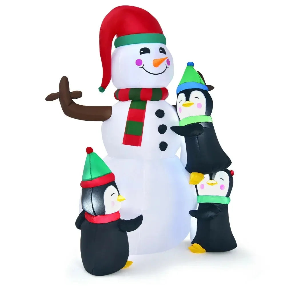 Merry Christmas Decorations for Home Snowman Penguins Christmas Blow Up Yard Inflatable With LED Lights 6' Decoration 2024 Props RUO WU Home Department Store